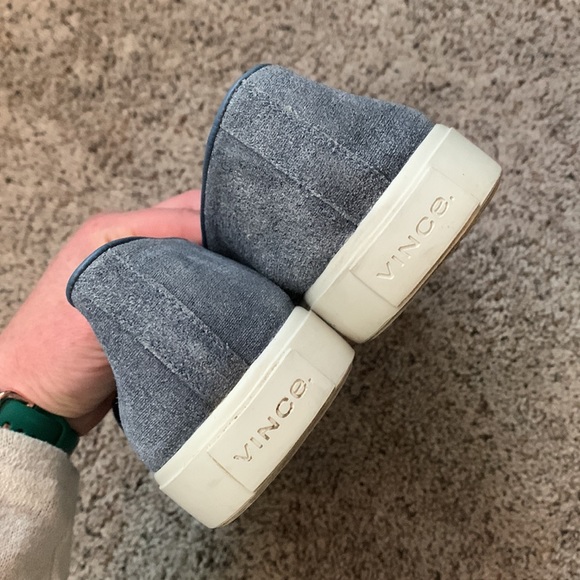 Vince Blair Embossed Suede Sneaker Slip On Denim Indigo Shoe - Picture 6 of 12